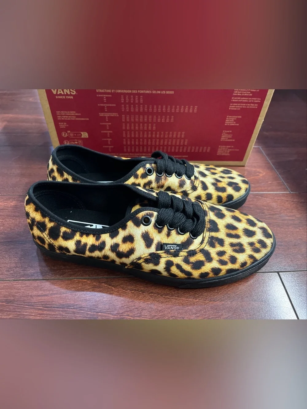Womens 8 Vans Authentic Low Pro Leopard Print Low Top Shoe Sneaker New HALF BOX